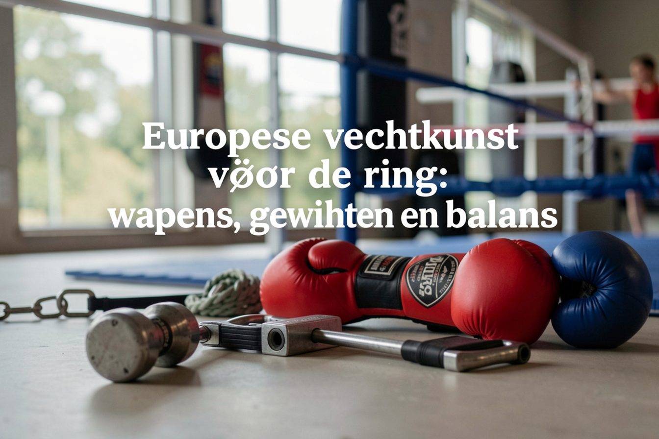 Een middeleeuws langzwaard op een donkere houten tafel, met pareerstang en pommel in het zijlicht